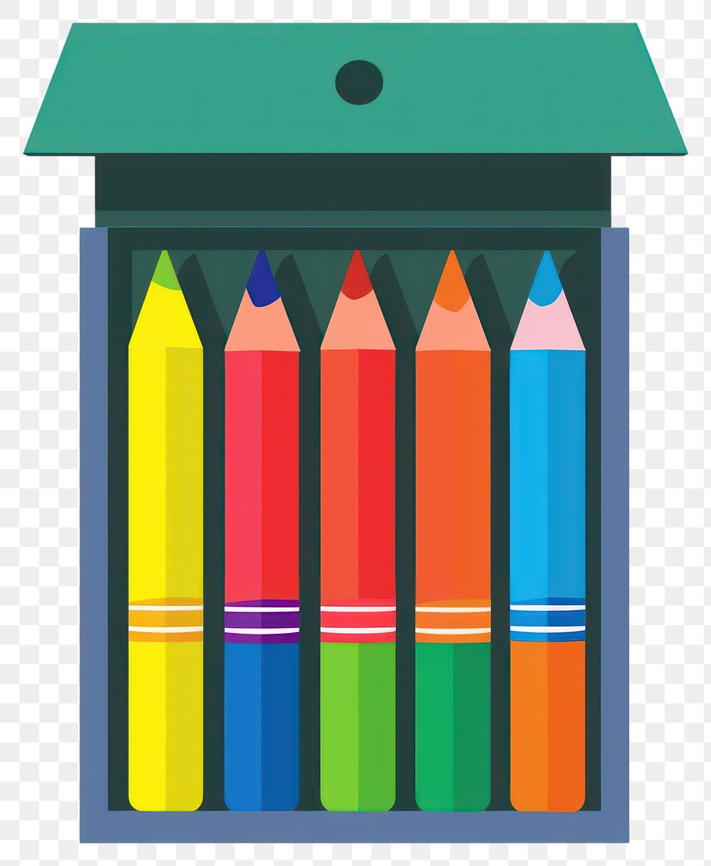 PNG Crayons box illustration pencils art.