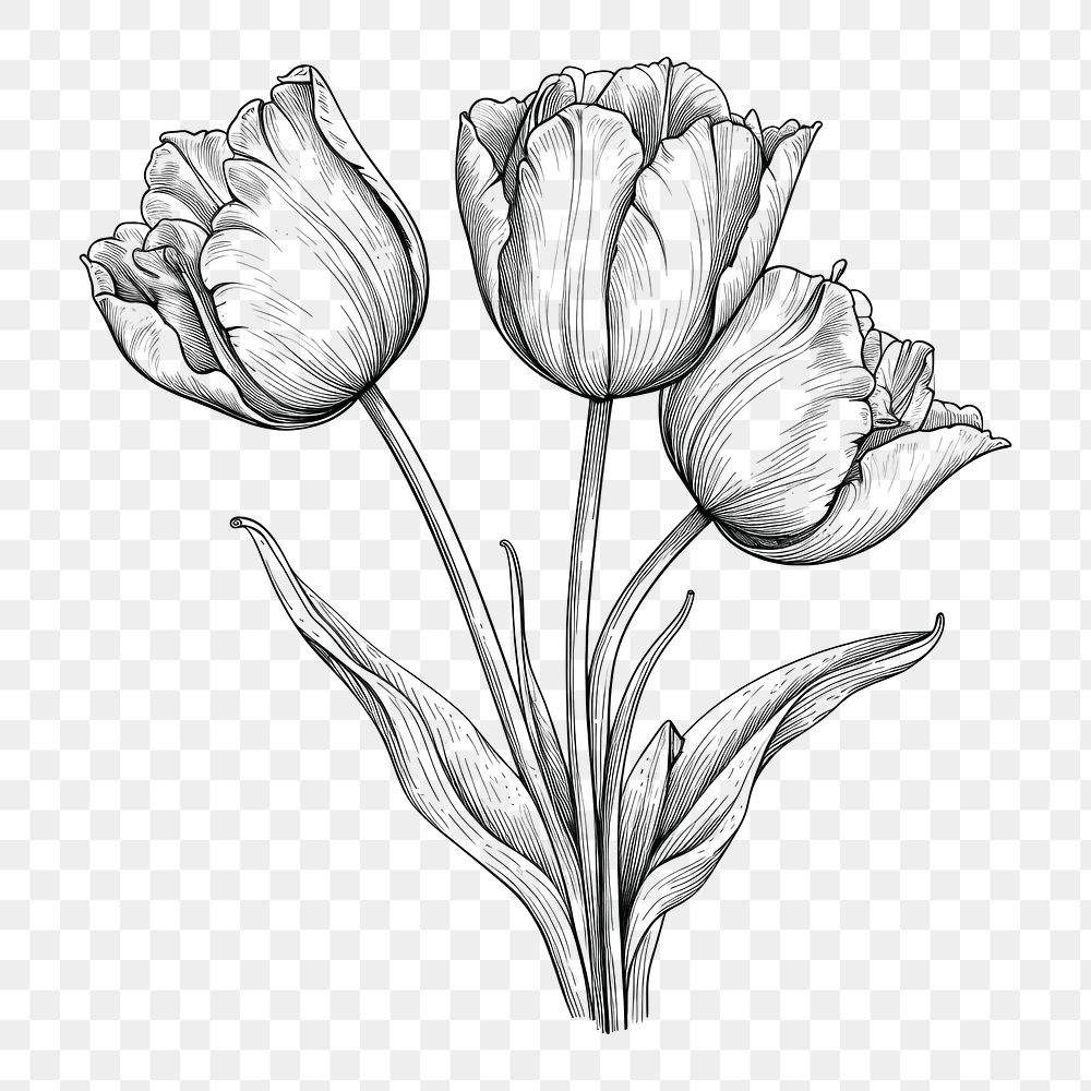 PNG Illustration of Tulip drawing flowers sketch.