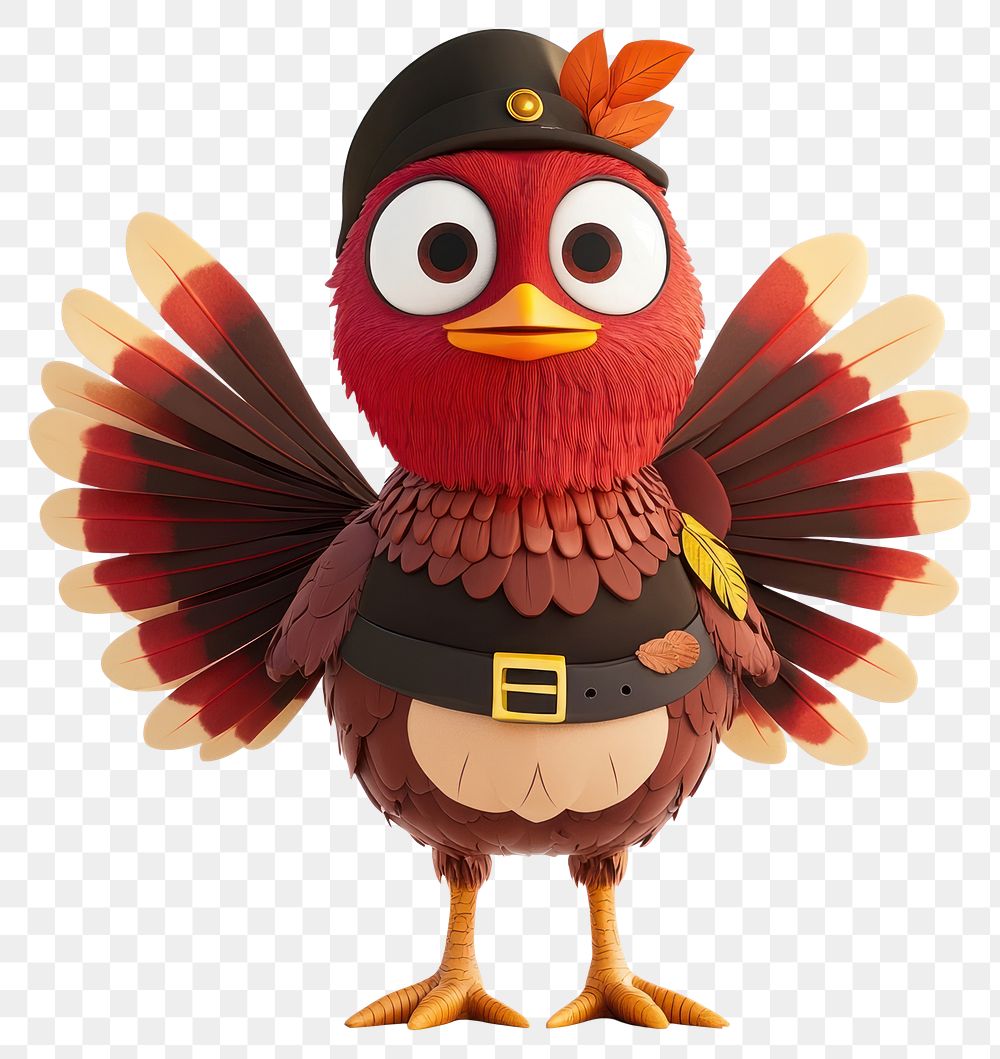 PNG Turkey character cartoon bird red.