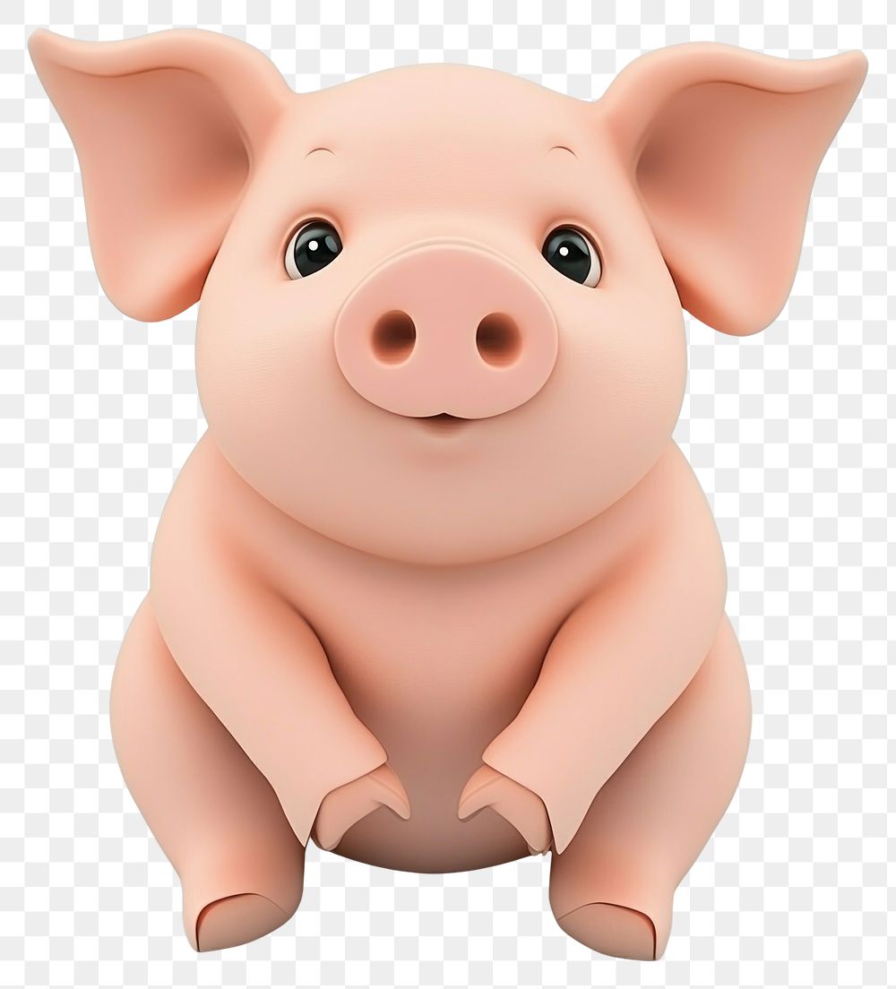 PNG Baby cute pink pig illustration cartoon animal.