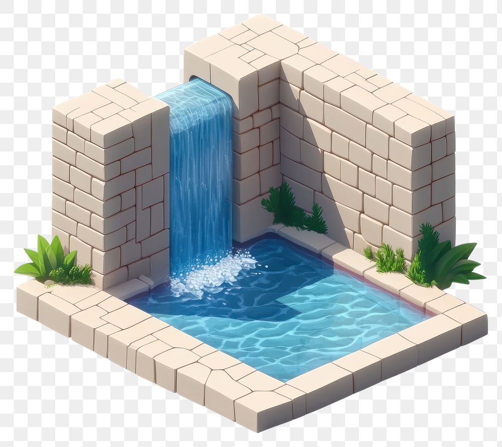 PNG Fountain isometric outdoors water.