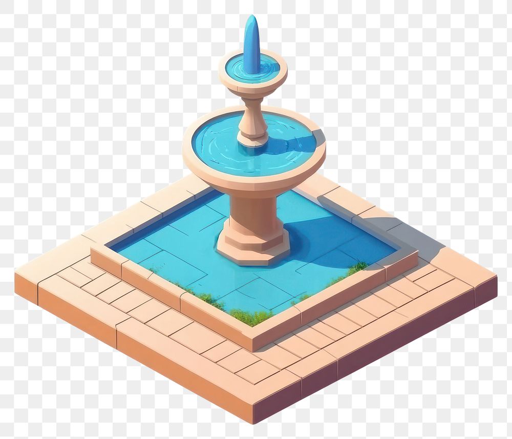 PNG Fountain fountain isometric square.