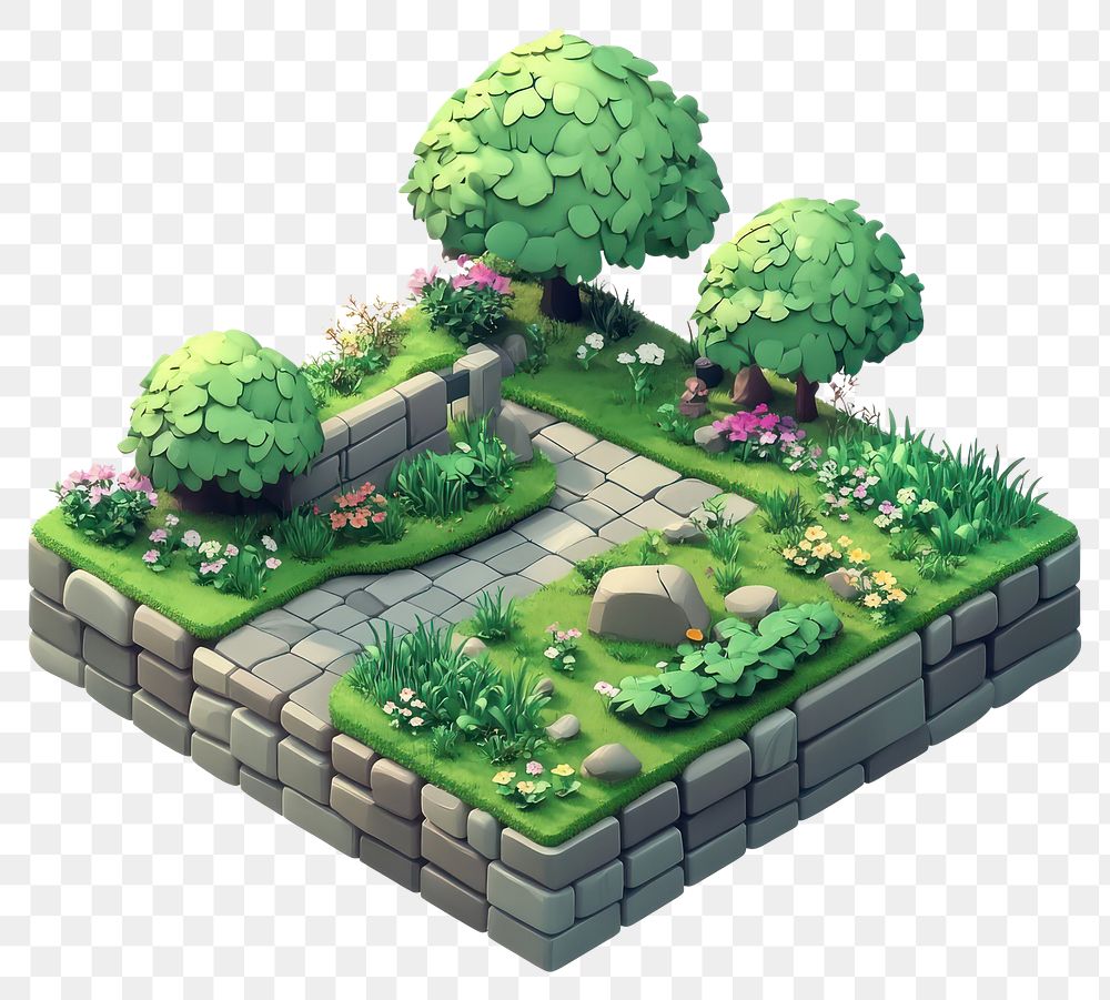 PNG Park and green space landscape isometric outdoors.