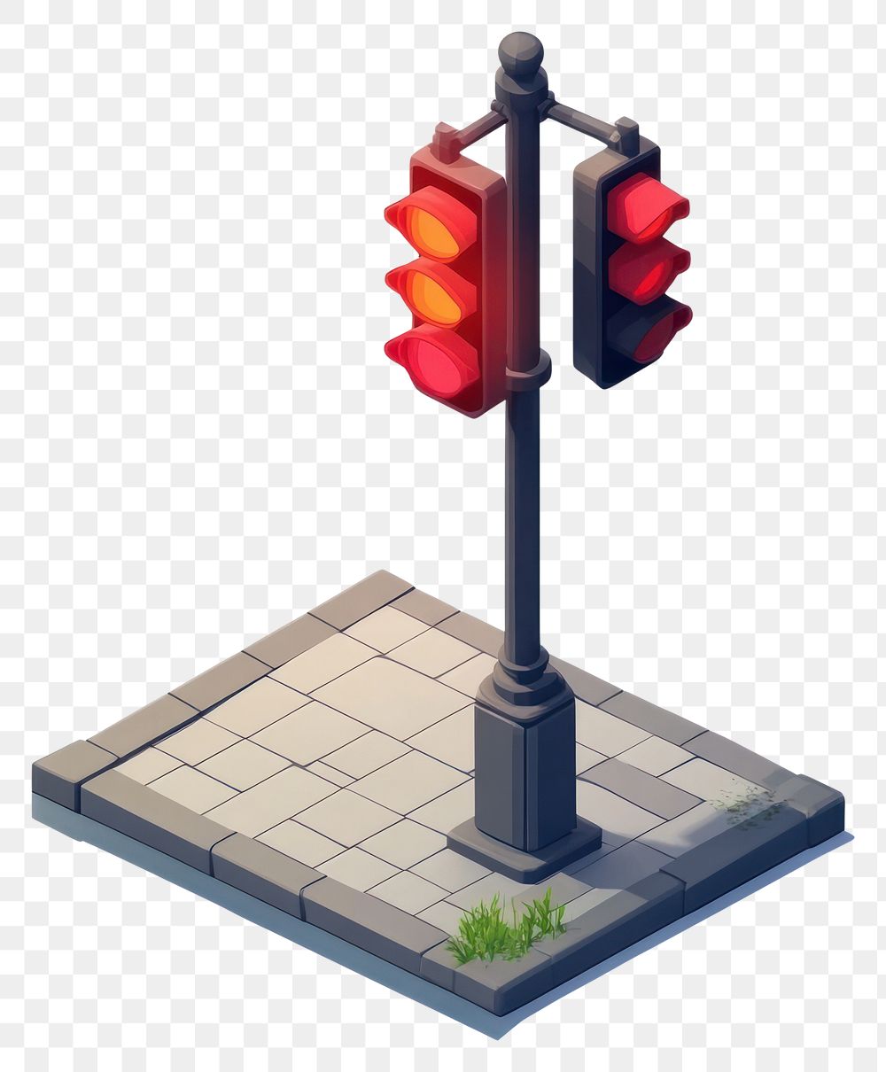 PNG Traffic signal isometric traffic light.