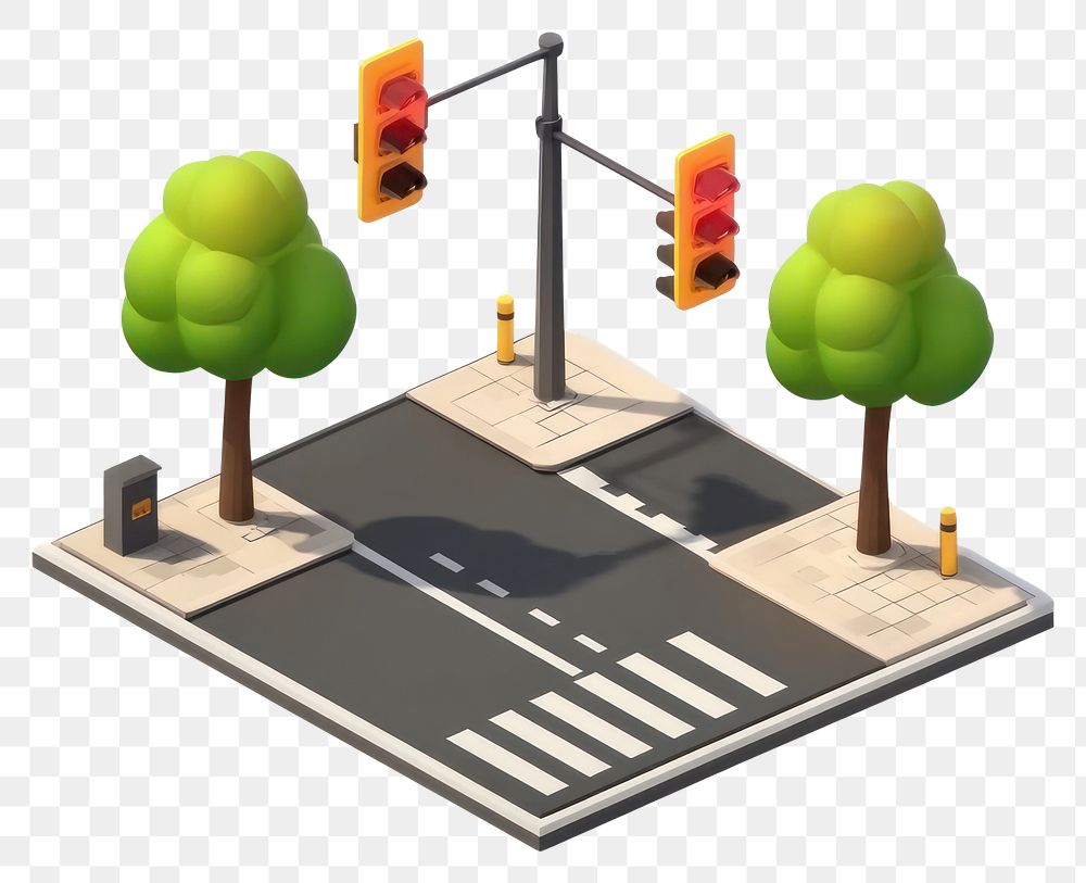 PNG Traffic signal isometric traffic lights.