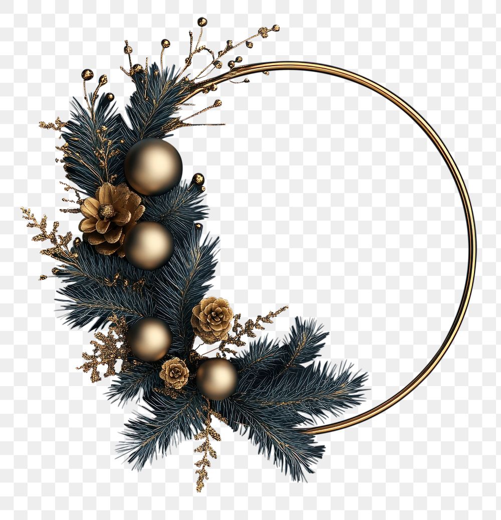 PNG Christmas wreath christmas branches gold.