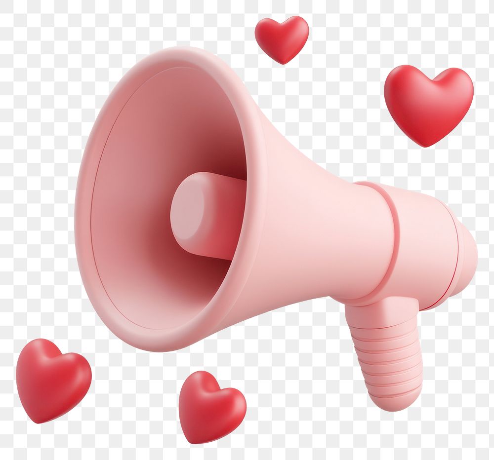 PNG Chubby 3d pink megaphone hearts communication announcement.