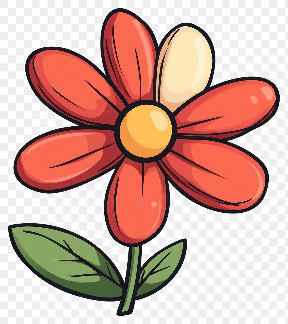 PNG Playful and vibrant flat vector flower petals illustration.