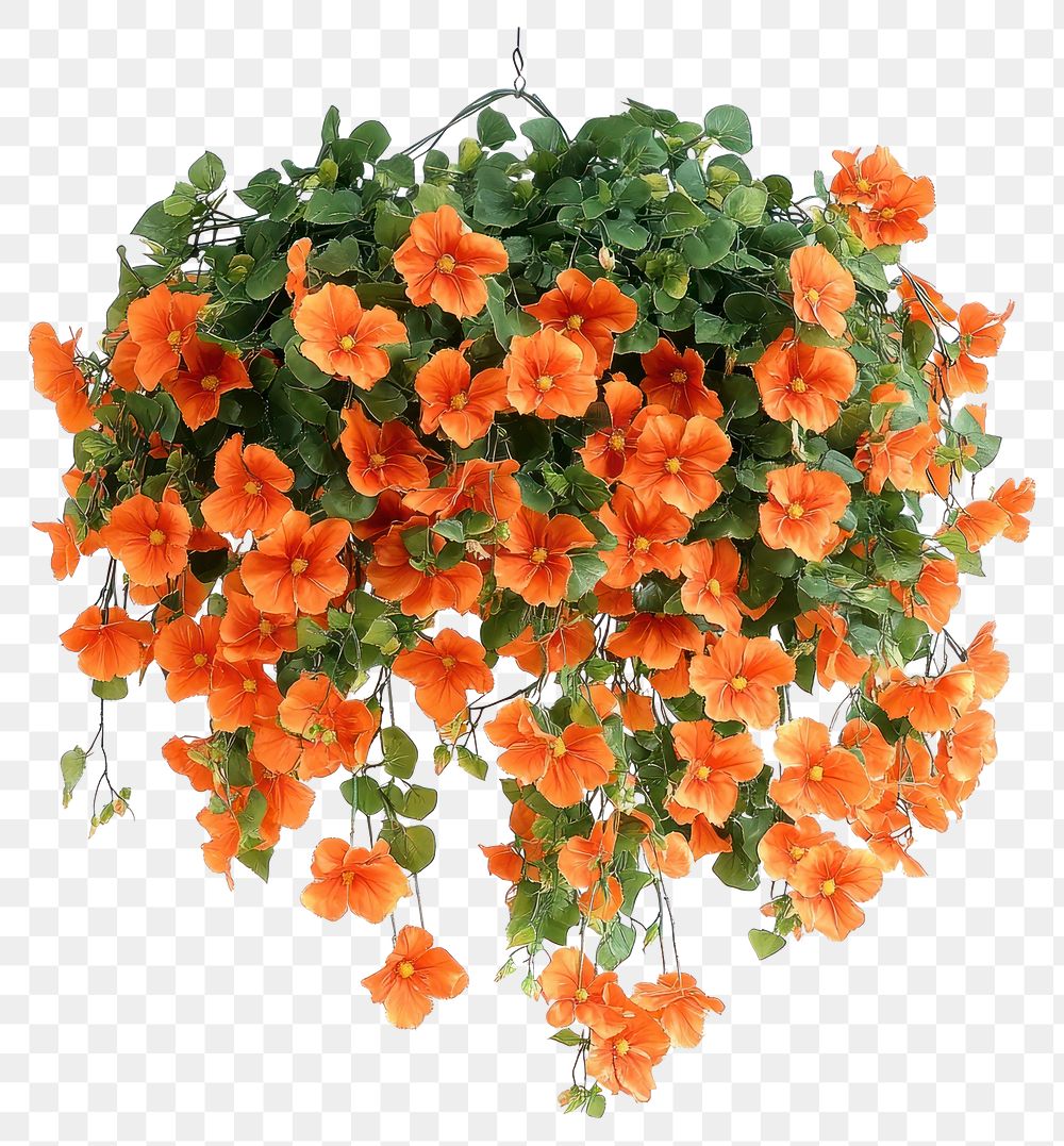 PNG Real hanging flower bushes flowers orange leaves.