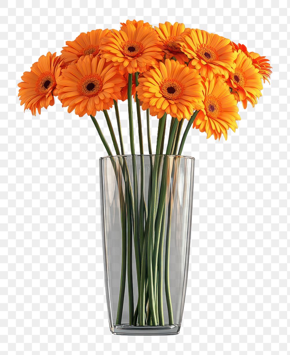 PNG Bright orange flowers bouquets daisies daisy glass.