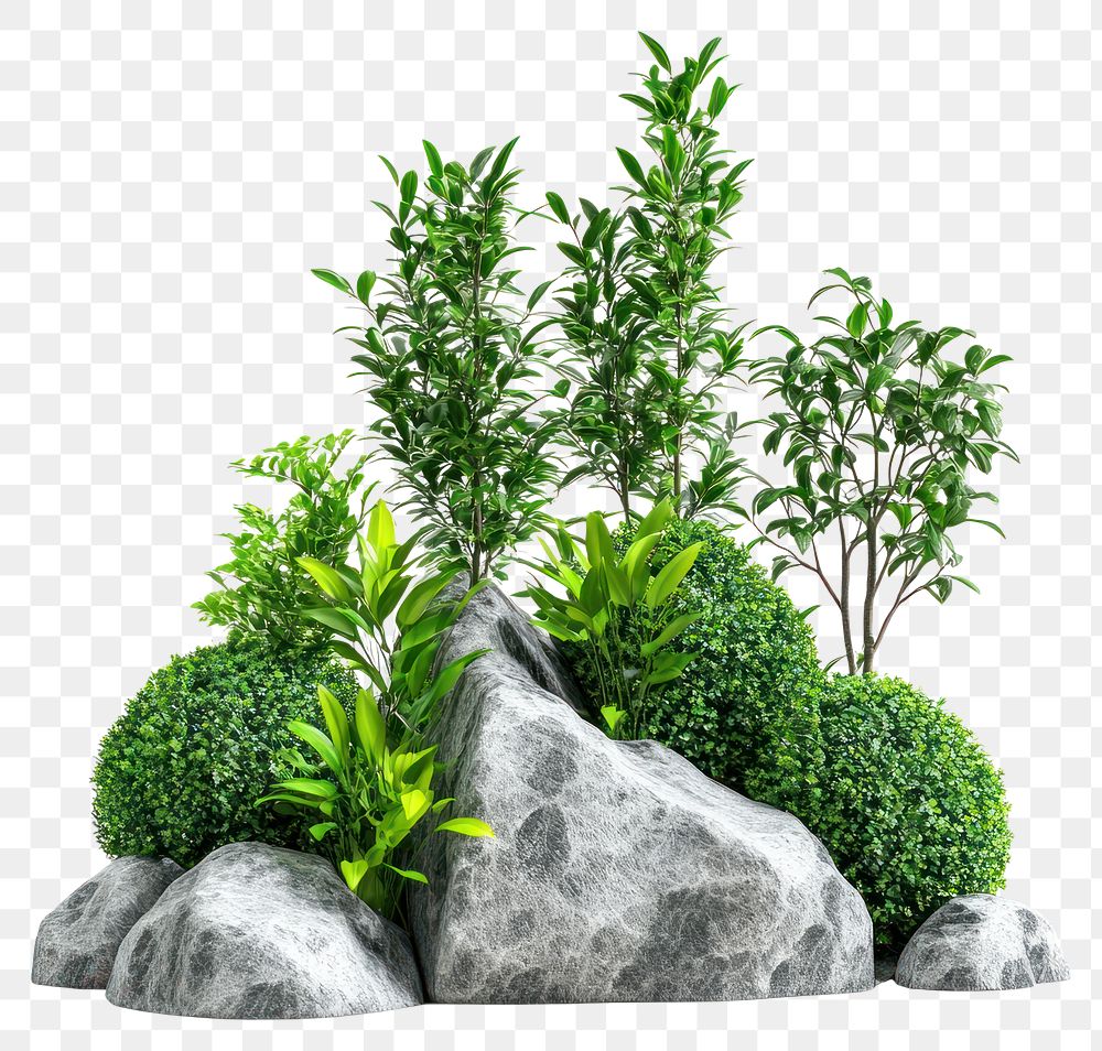 PNG Plants garden green rock.