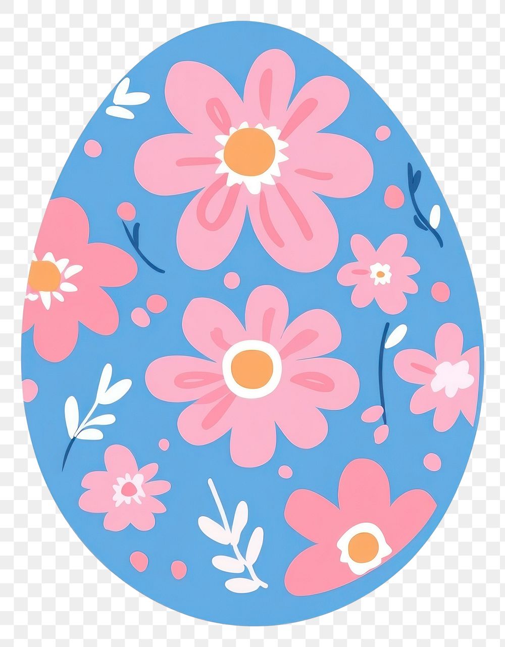 PNG Easter egg flowers pattern blue.