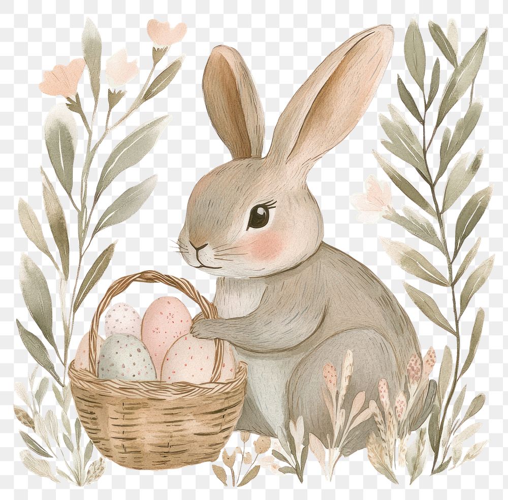 PNG Cute bunny illustration rabbit easter.