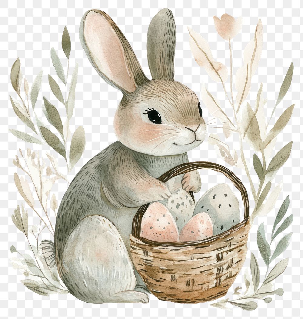 PNG Cute bunny basket illustration background.