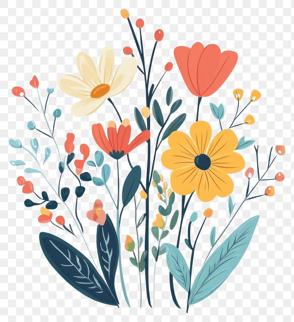 PNG Colorful flowers illustration graphics aster.