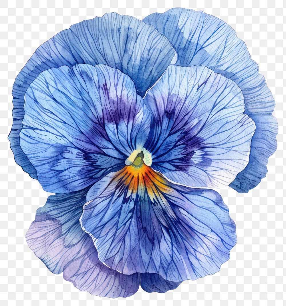 PNG Blue Pansies flower pansy illustration watercolor.