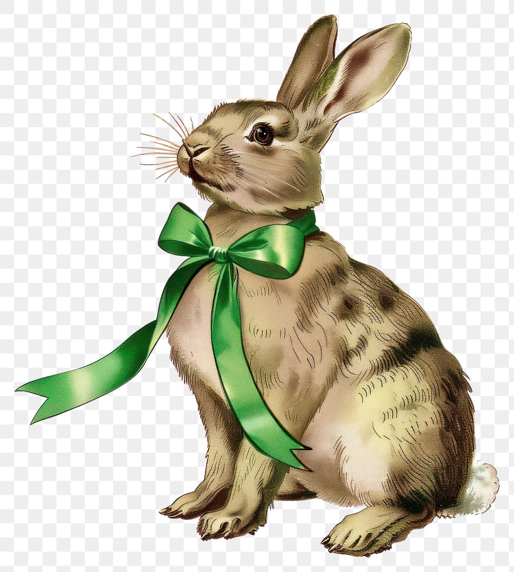 PNG Rabbit wear green ribbon | Free PNG - rawpixel