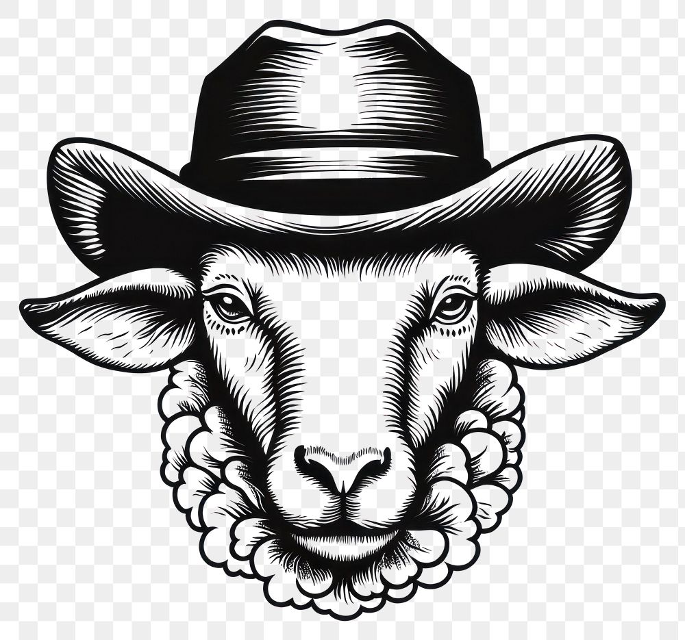 PNG Sheep face art illustration drawing.