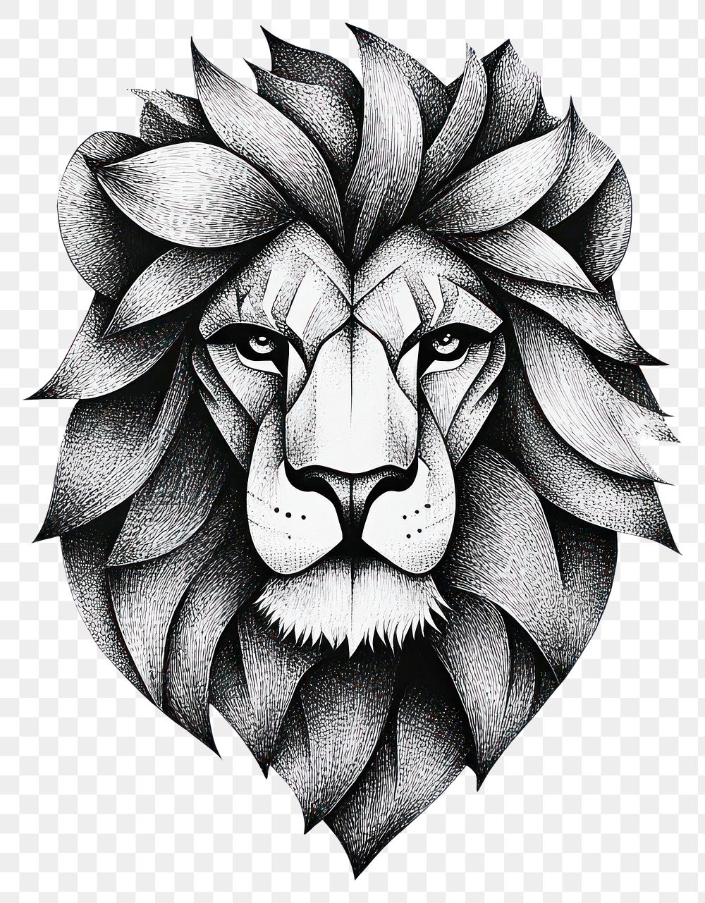 PNG Lion face art illustration drawing.