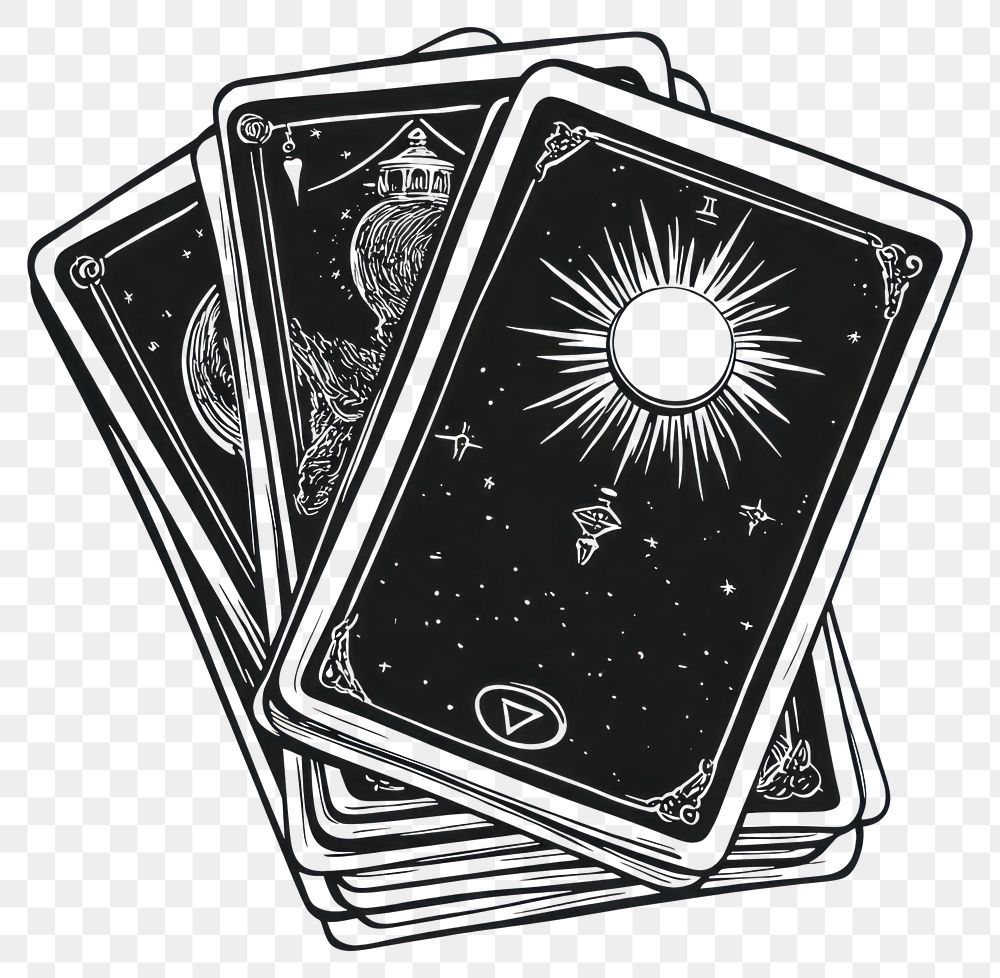 PNG Tarot cards art illustration black.