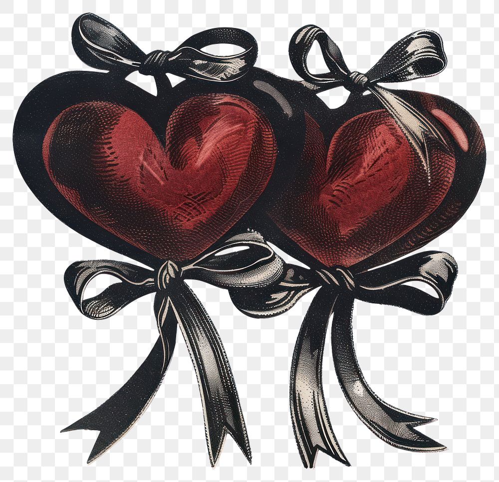 PNG Gothic wedding heart illustration vintage ribbons.