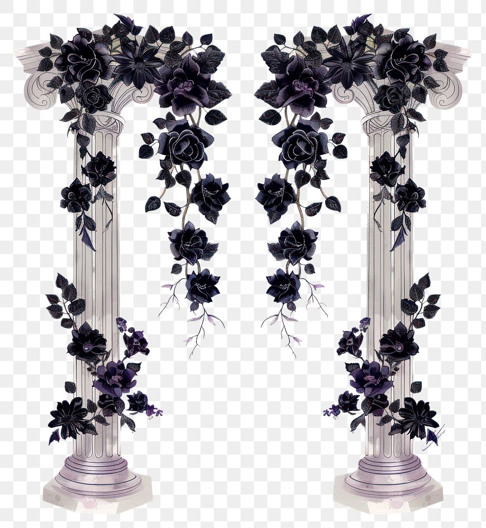 PNG Gothic wedding pillar flowers illustration pillars.