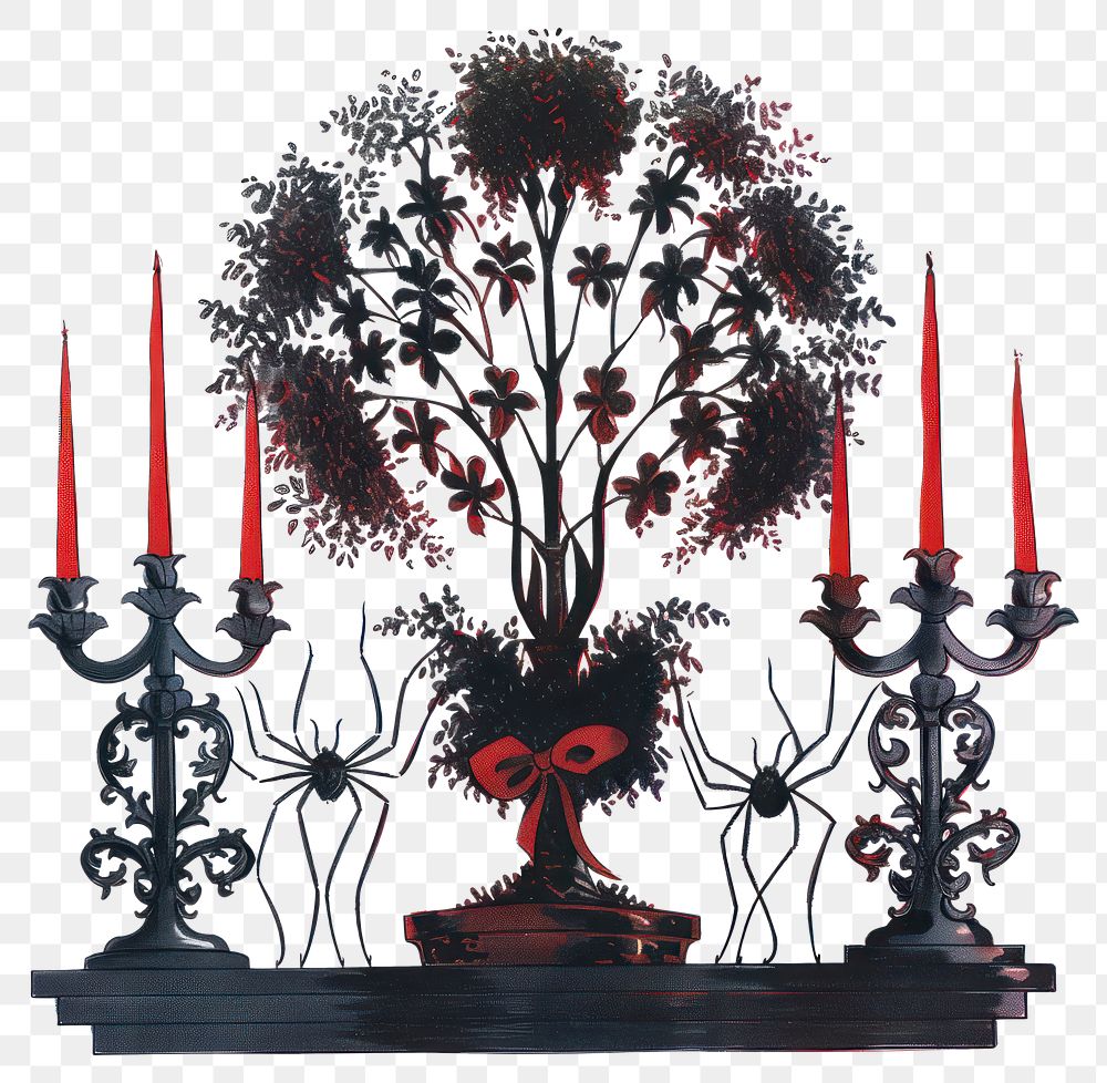 PNG Gothic wedding with topiary illustration candles gothic.