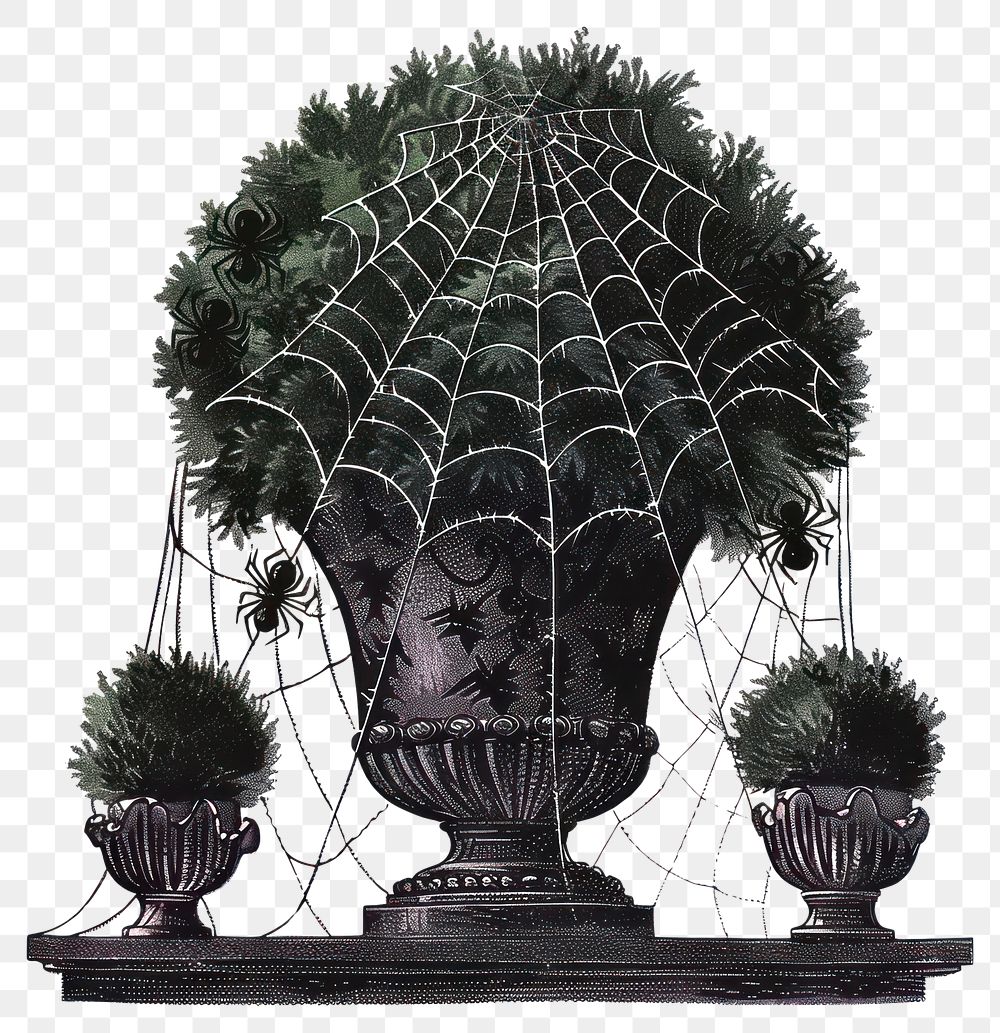 PNG Gothic wedding with topiary illustration vintage spider.