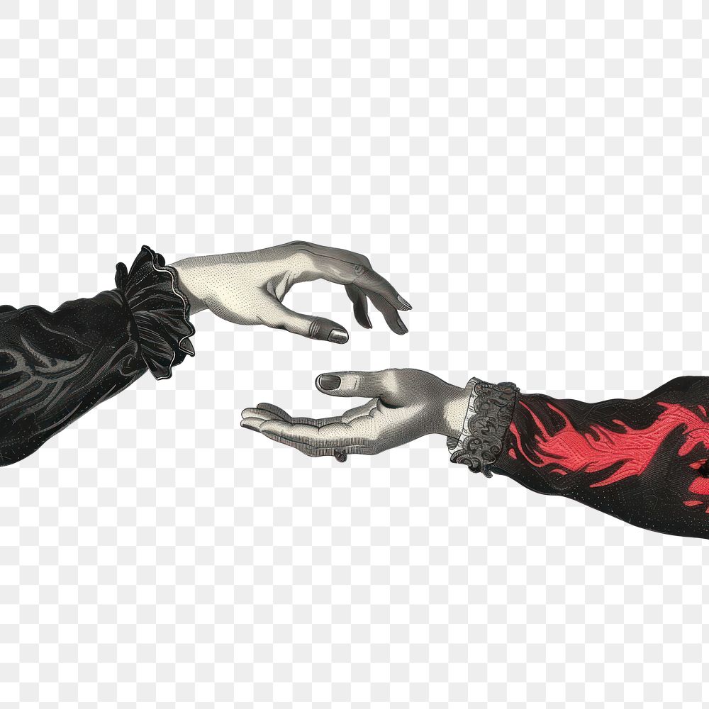 PNG Gothic wedding engagement hands illustration vintage black.