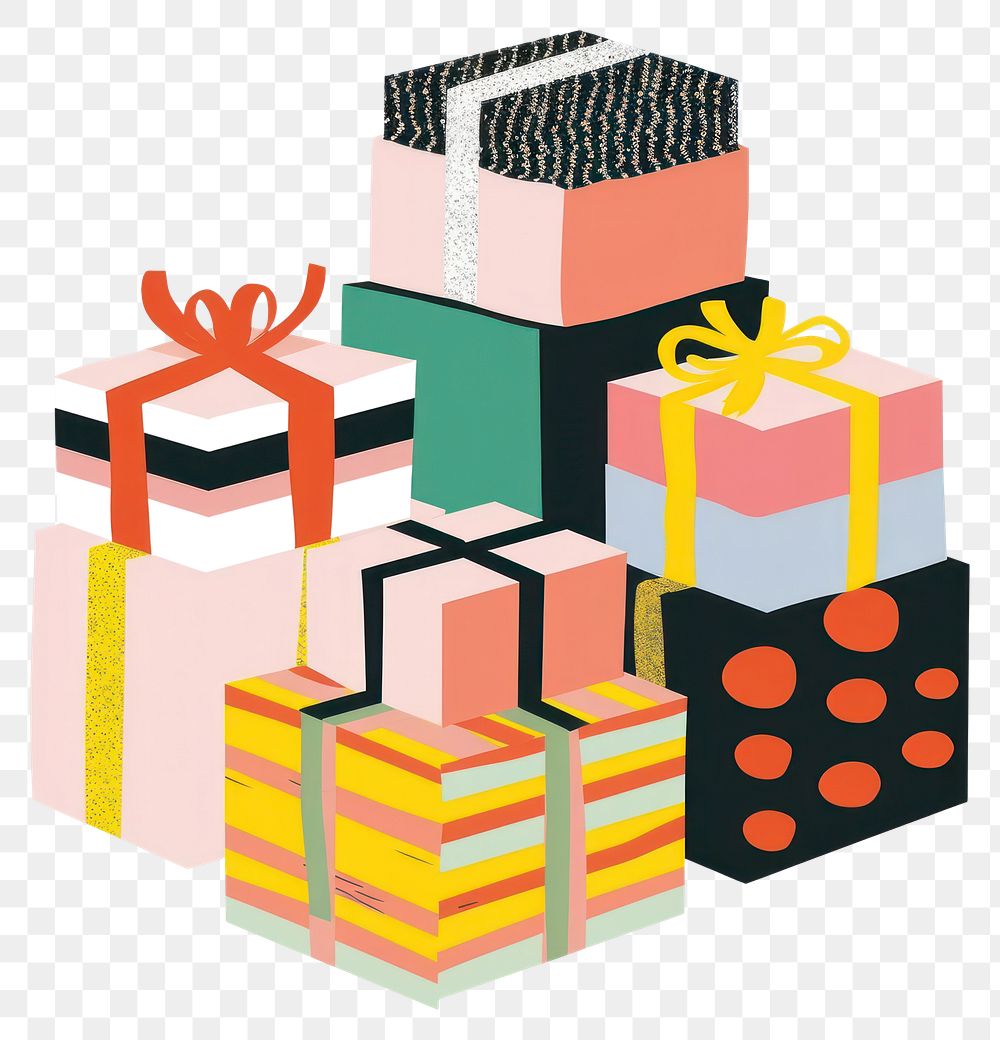 PNG Colorful gift box illustration boxes decorative.