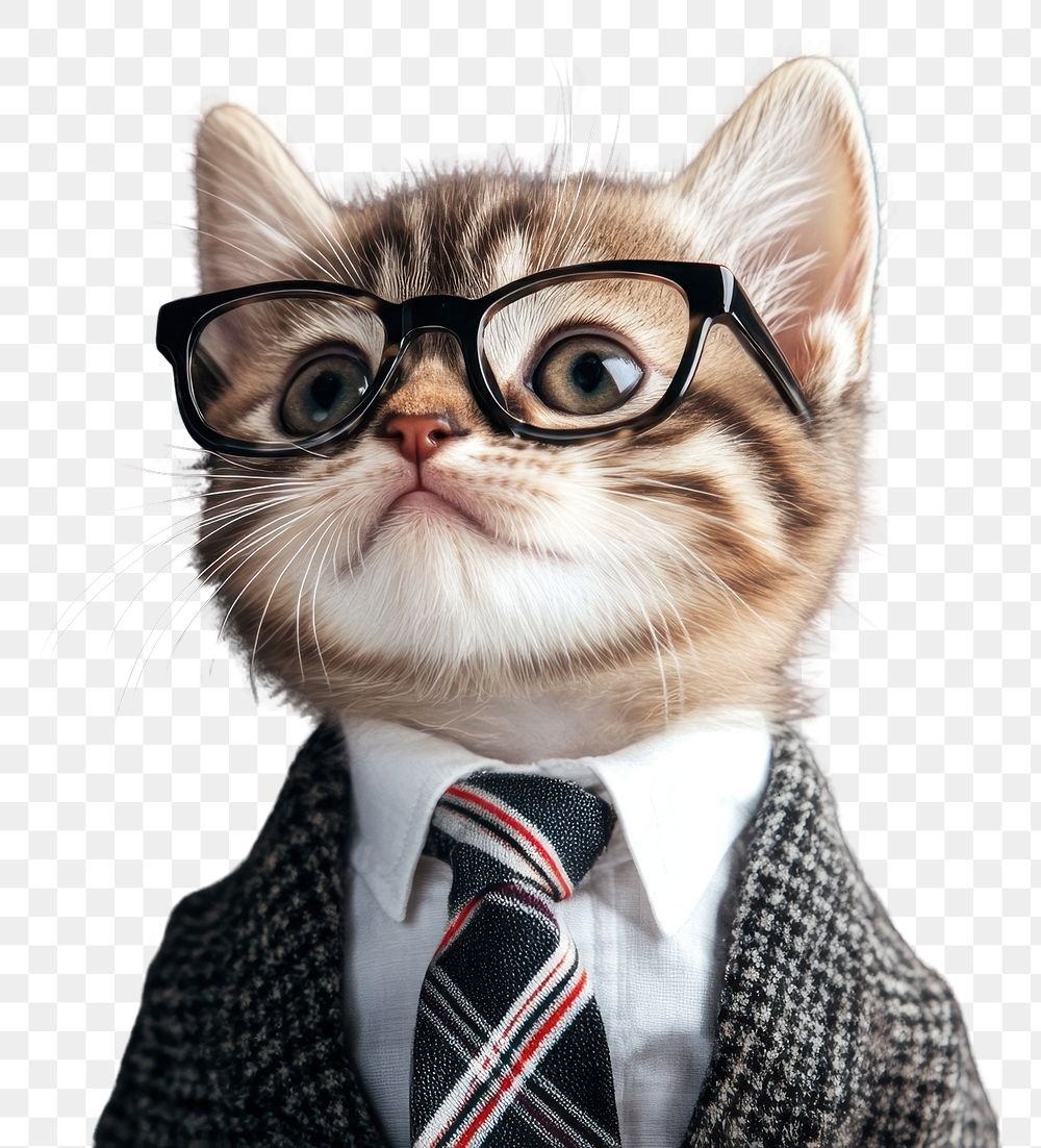 PNG Cute kitten wearing glasses animal photo cute.