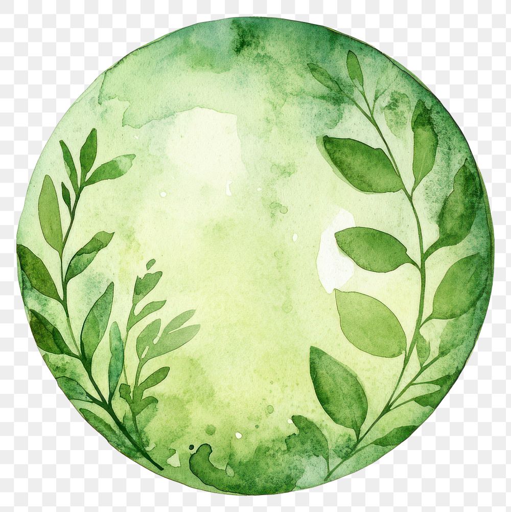 PNG Watercolor green globe leaf art artistic.