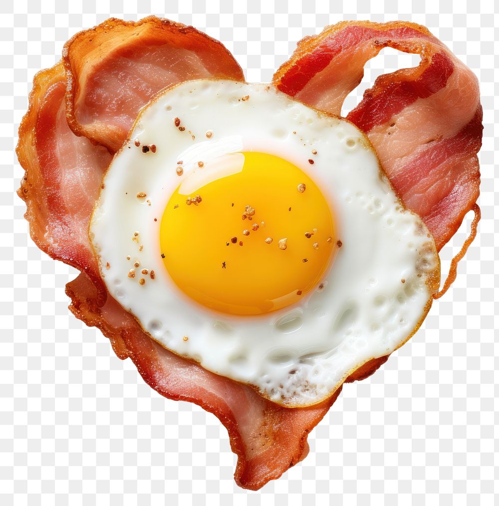 PNG Bacon and fried egg heart food heart-shaped.