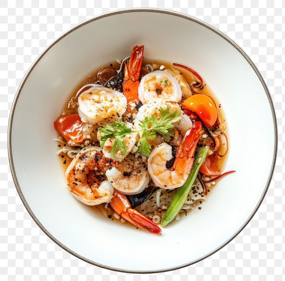 PNG An isolated thai luxury food dish seafood shrimp meal.