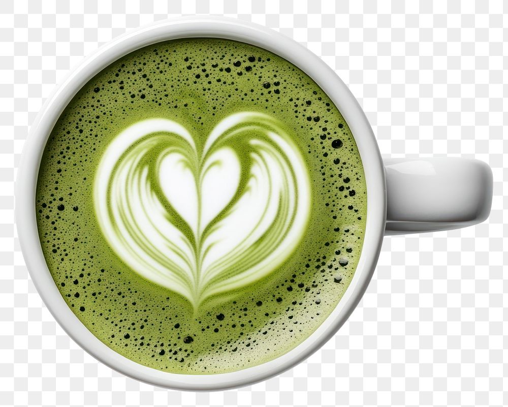 PNG A ceramic white mug of artist matcha latte beverage drink cup.