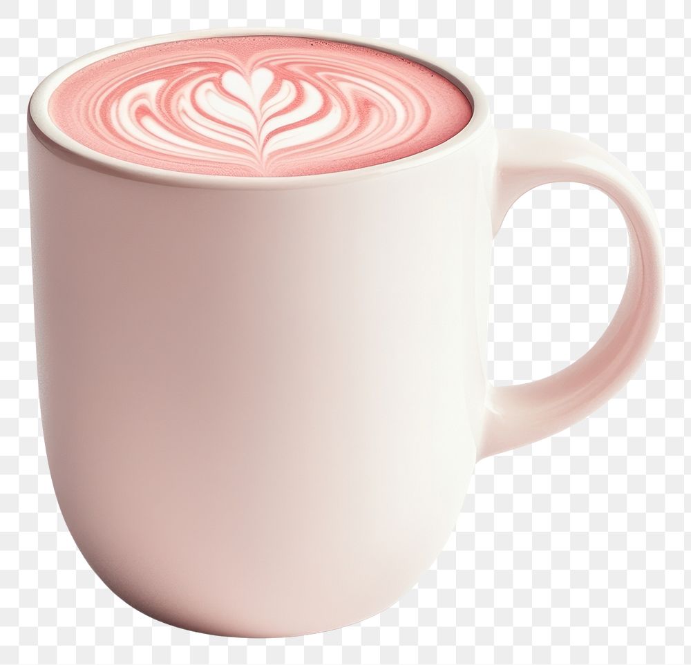 PNG A ceramic white mug of artist pink latte photography beverage coffee.