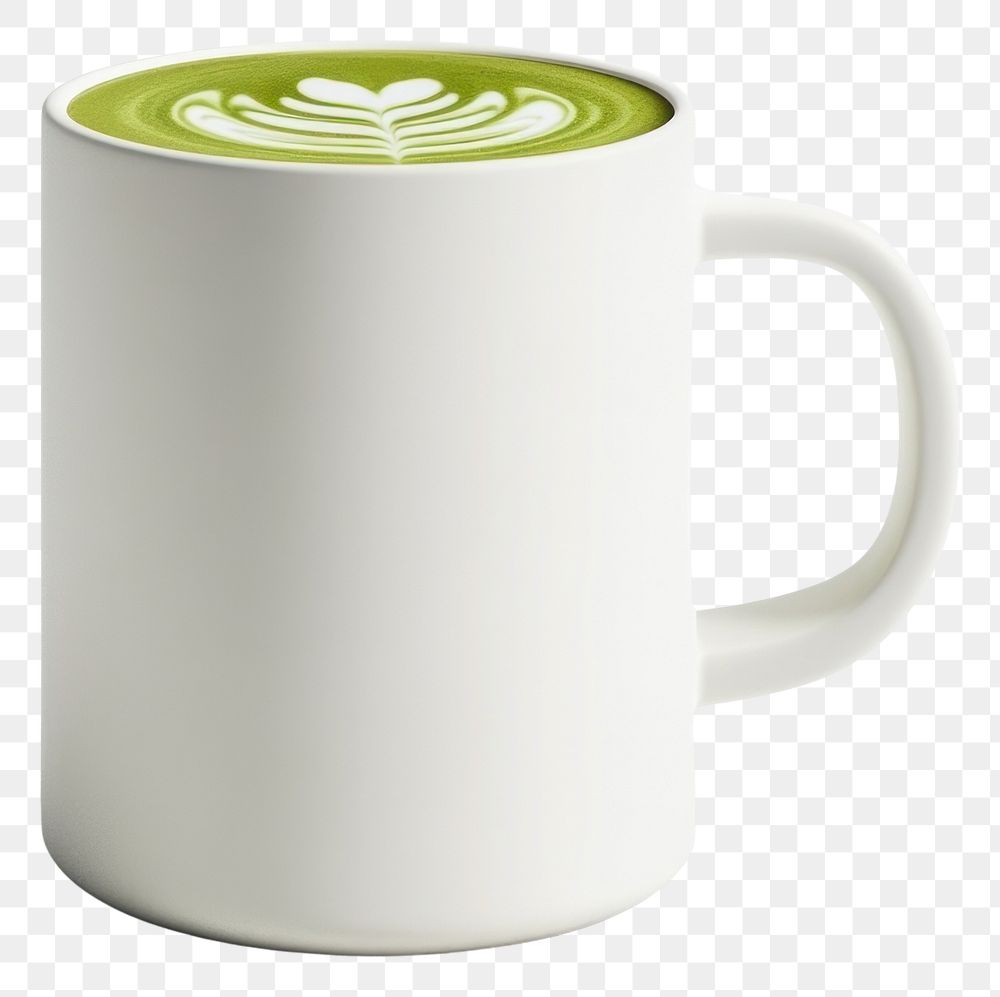 PNG A ceramic white mug of artist matcha latte photography minimalist beverage.