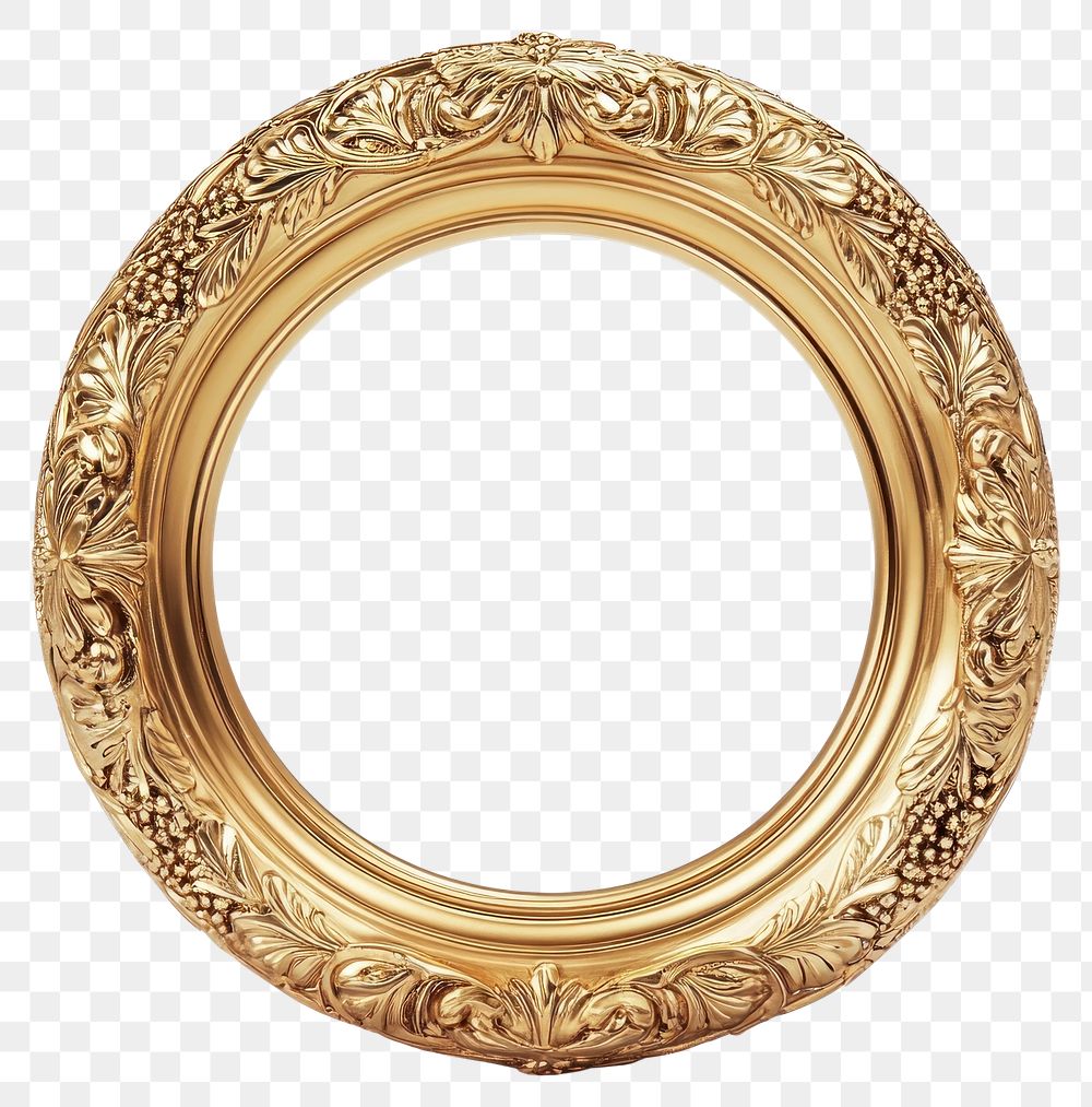 PNG An Antique carved gold blank photo frame photography antique round.