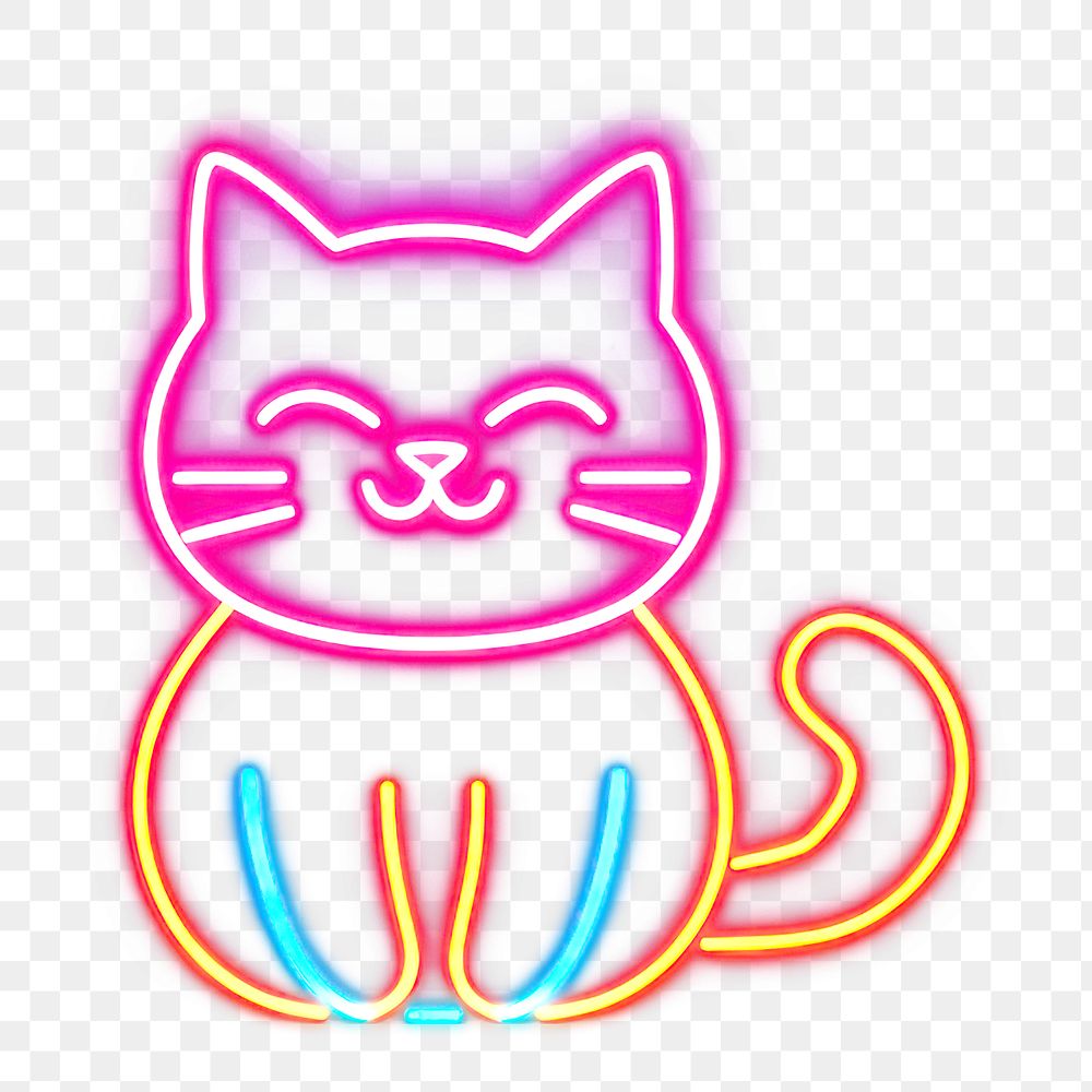 PNG Cat neon lights sign.