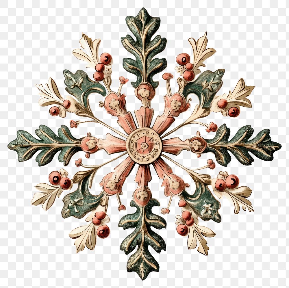 PNG Christmas snowflake illustration vintage art.