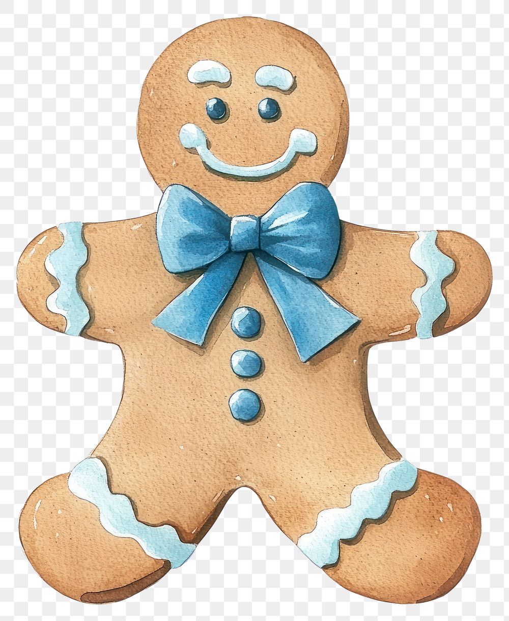 PNG Christmas gingerbread man watercolor sweets cookie.