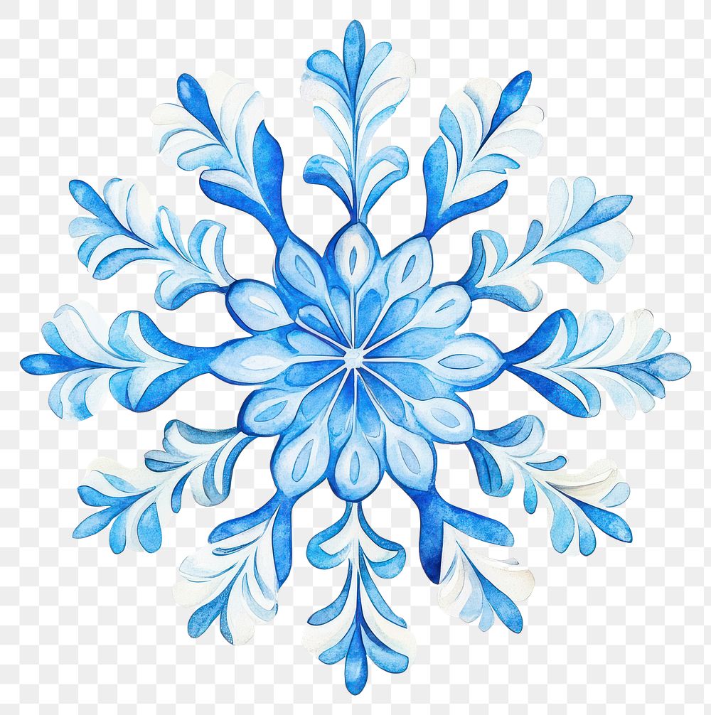 PNG Blue Christmas snowflake watercolor pattern white.