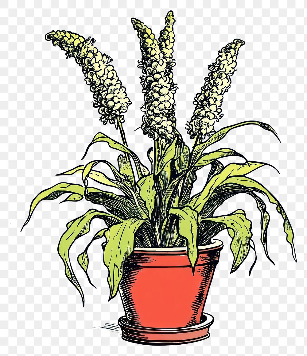 PNG Flowe plant illustration pot decorative.