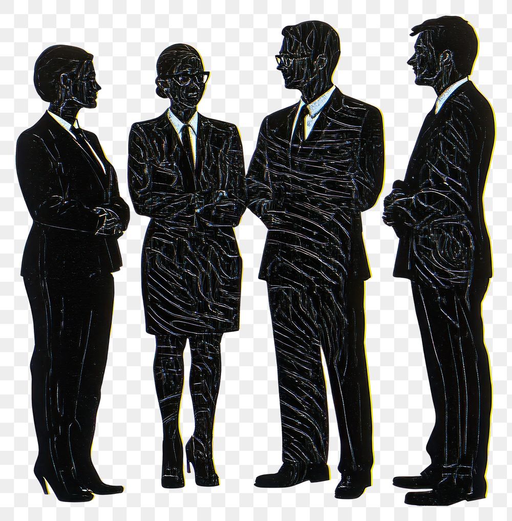 PNG A group of international young business owner professional silhouette man.