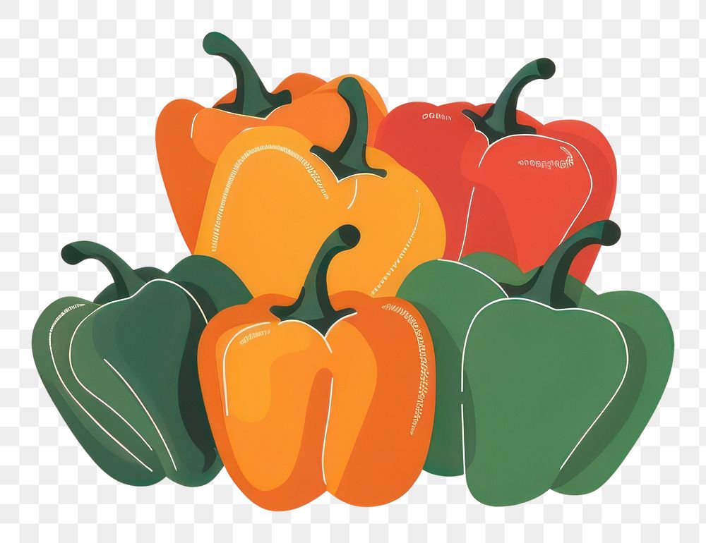 PNG A bunch of bell peppers illustration vegetable food.