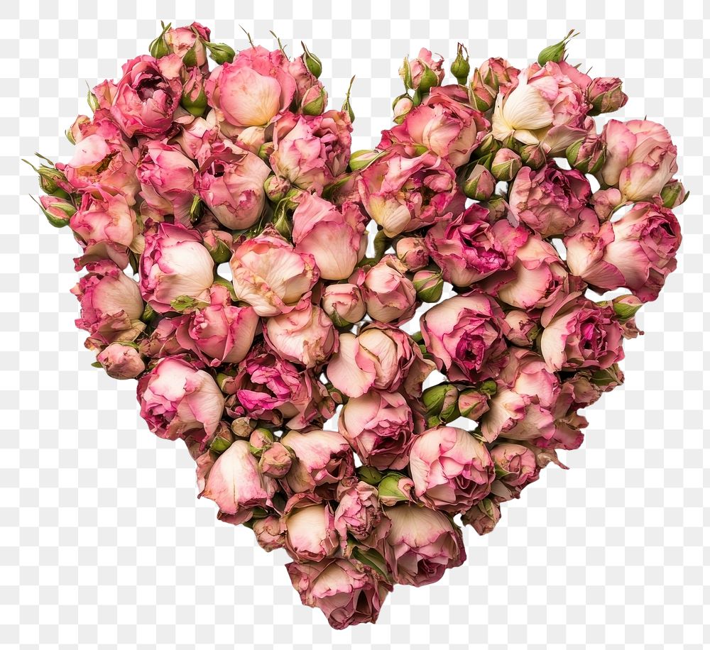 PNG A heart-shaped arrangement of fresh pink roses flower decoration romantic.