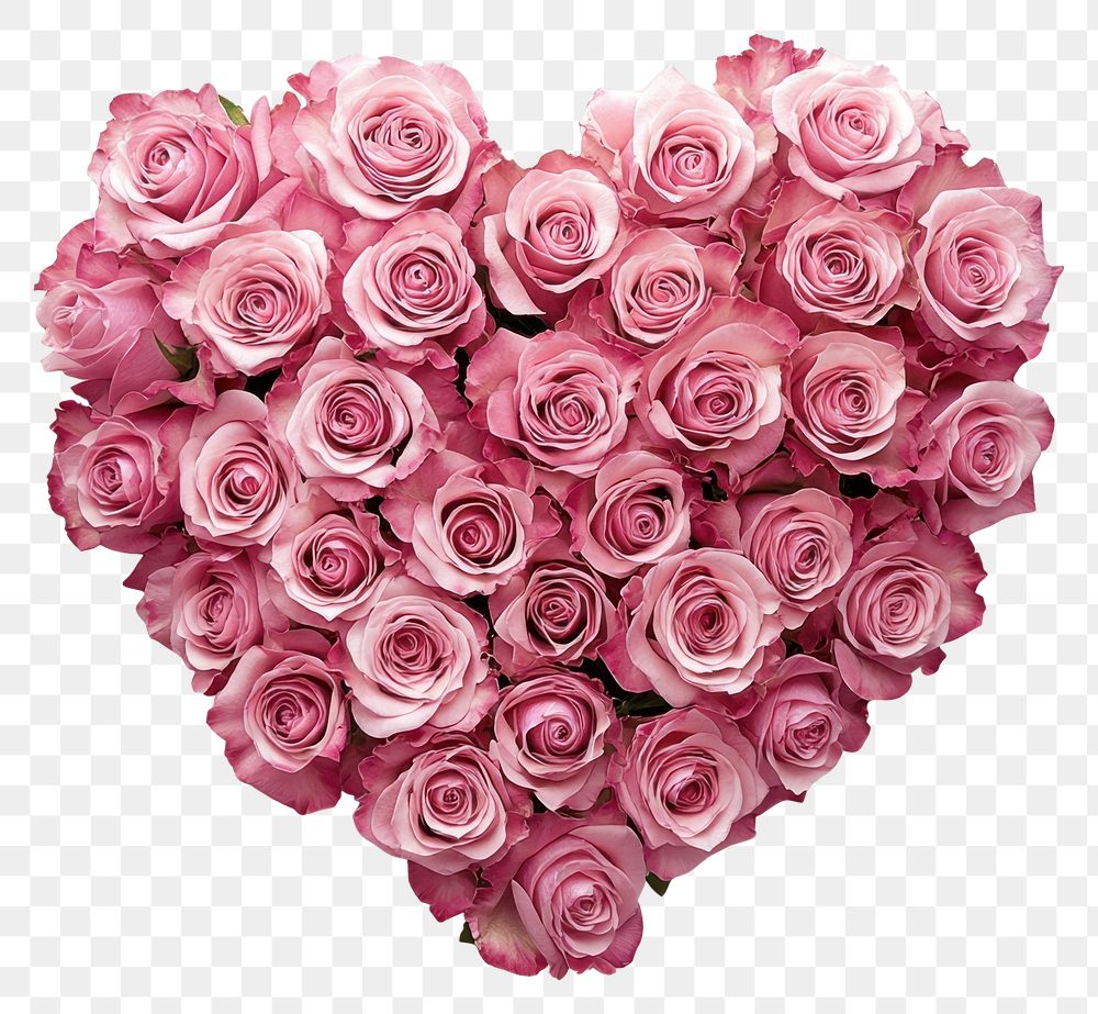 PNG A heart-shaped arrangement of fresh pink roses flower decoration romantic.