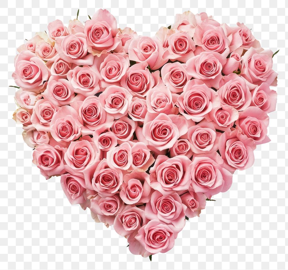 PNG A heart-shaped arrangement of fresh pink roses valentine's flowers day.