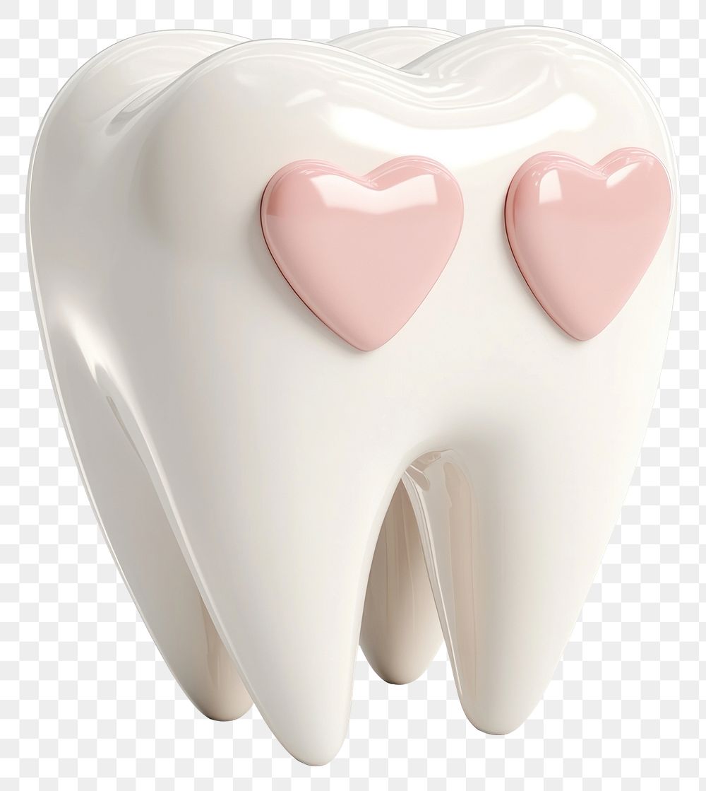 PNG White teeth tooth heart pink.