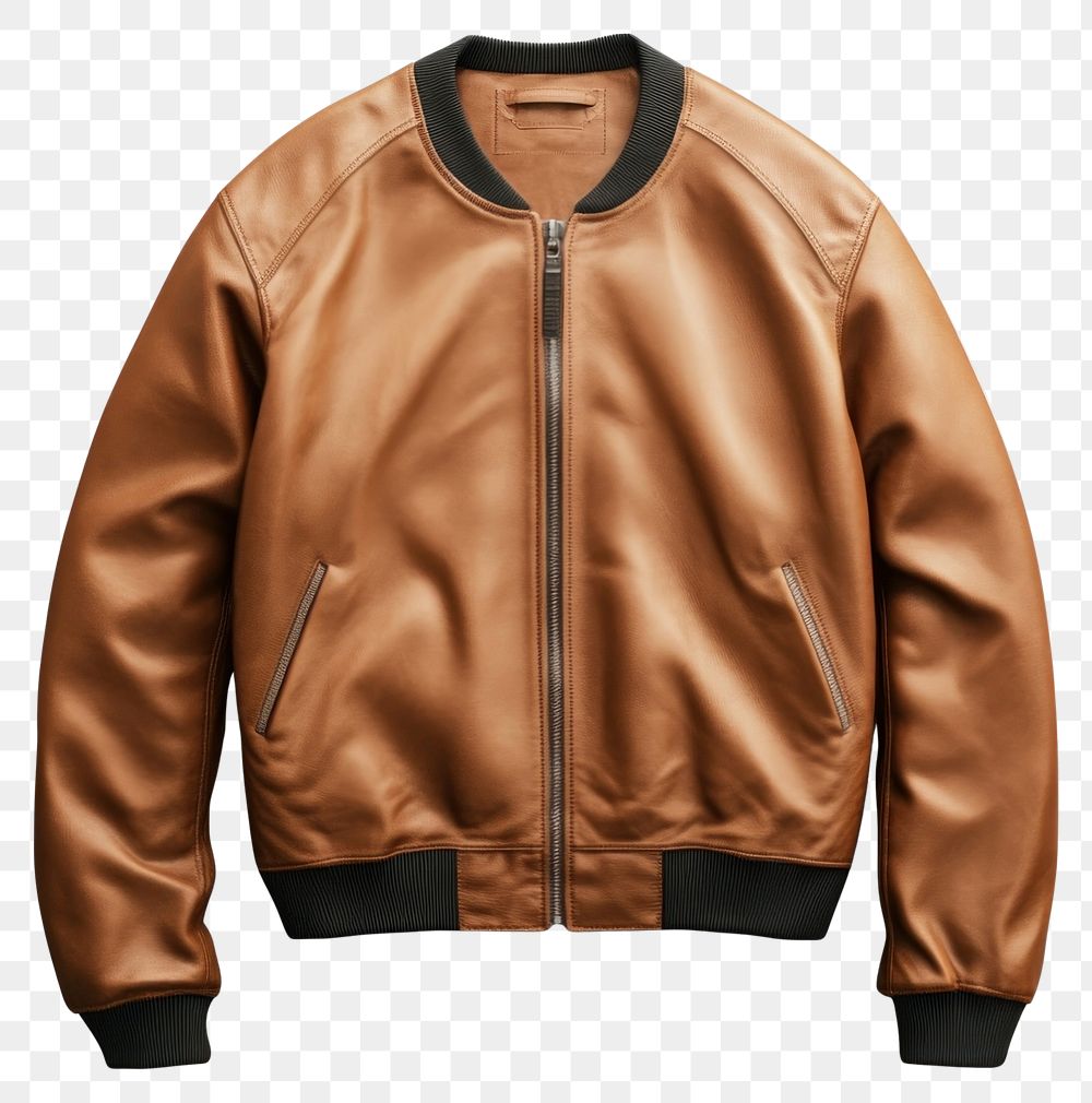 PNG Leather jacket fashionable sweatshirt outerwear.